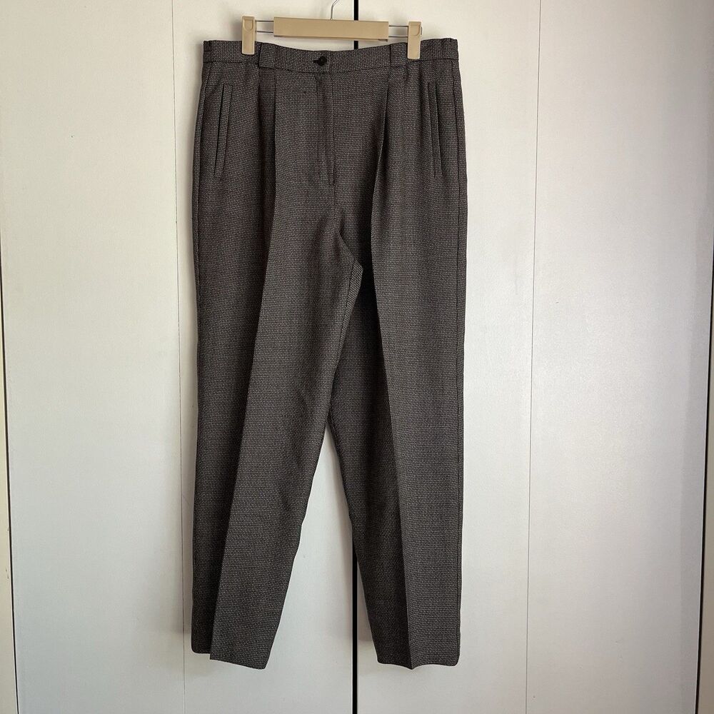 Requirements 100% Wool Trouser Pants Size 10 Gray Tweed Pleated Lined Woolmark